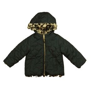 Pistachio Girls Black Leopard Winter Coat size: 2T